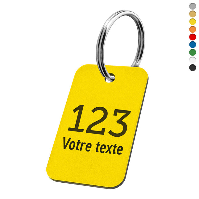 Porte-clés acrylique numéroté avec texte rectangle - par pièce