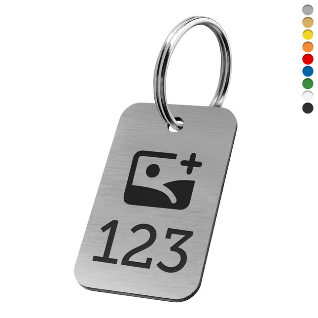 Porte-clés acrylique numéroté et logo rectangle - par pièce