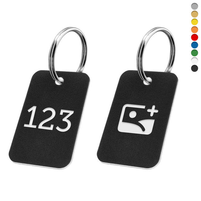 Porte-clés acrylique numéroté recto avec logo verso rectangle - par pièce