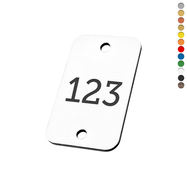 Jeton numéroté rectangle acrylique - avec trous - par pièce