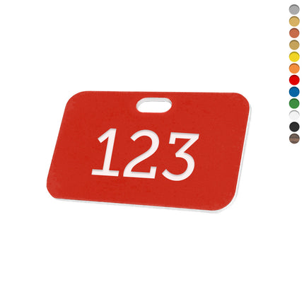 Jeton numéroté rectangle acrylique - avec trou oblong - par pièce