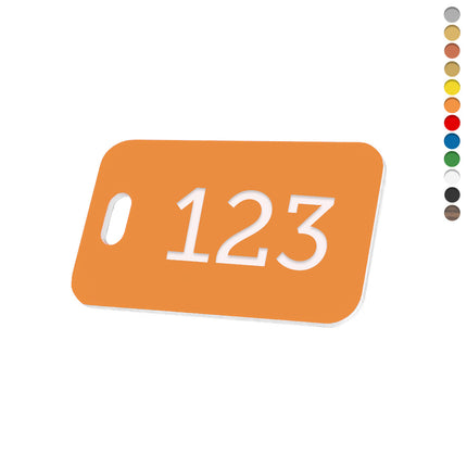 Jeton numéroté rectangle acrylique - avec trou oblong - par pièce