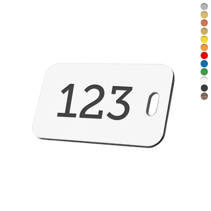 Jeton numéroté rectangle acrylique - avec trou oblong - par pièce