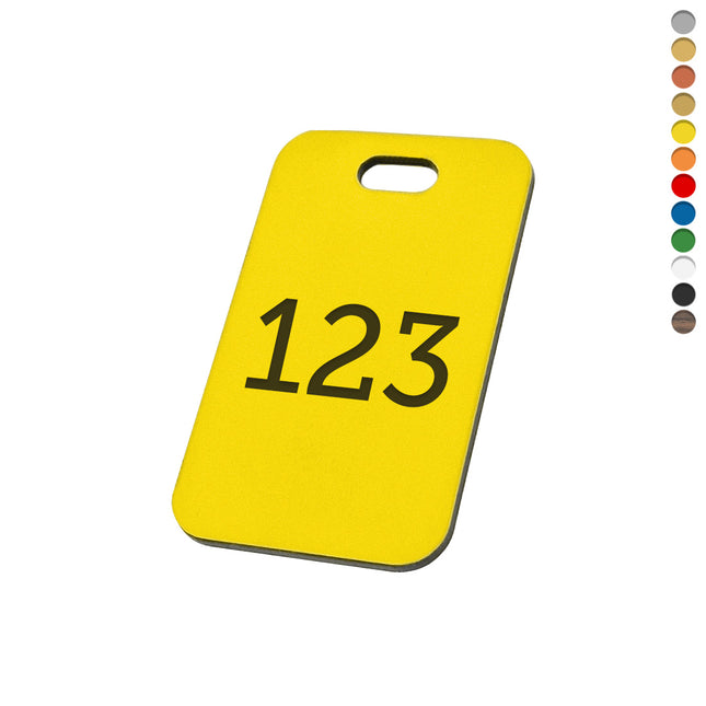 Jeton numéroté rectangle acrylique - avec trou oblong - par pièce