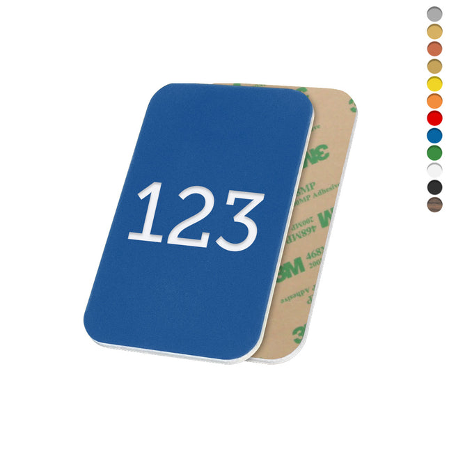 Jeton numéroté rectangle acrylique - avec adhésif - par pièce