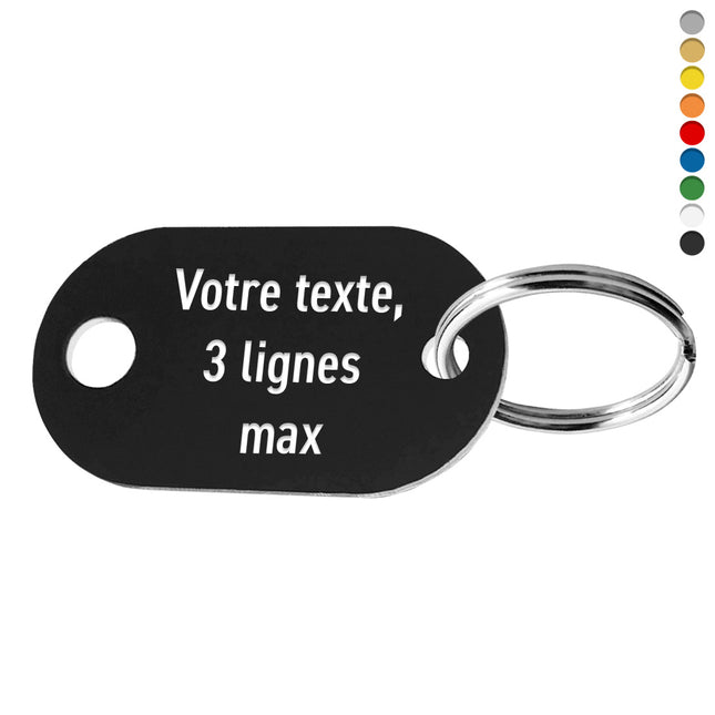 Porte-clés acrylique avec texte et trou ovale - par pièce