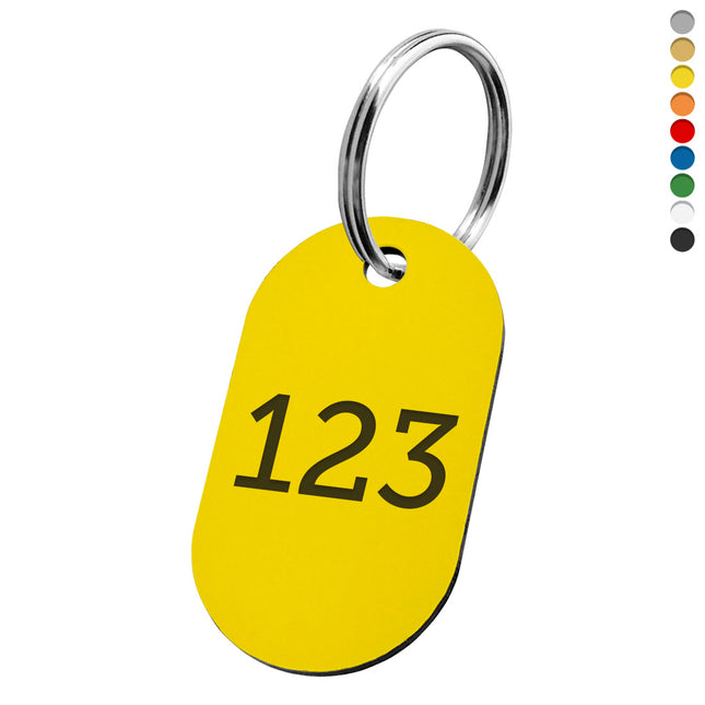Porte-clés acrylique numéroté ovale - par pièce