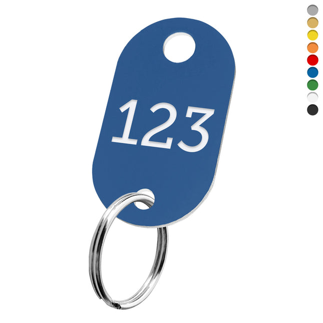 Porte-clés acrylique numéroté avec trou ovale - par pièce