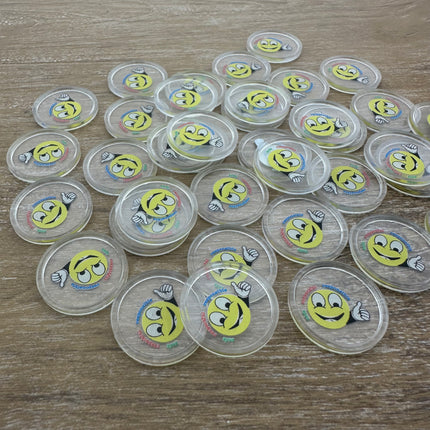 Jetons personnalisés transparents -  Ø25 mm - 100 pièces
