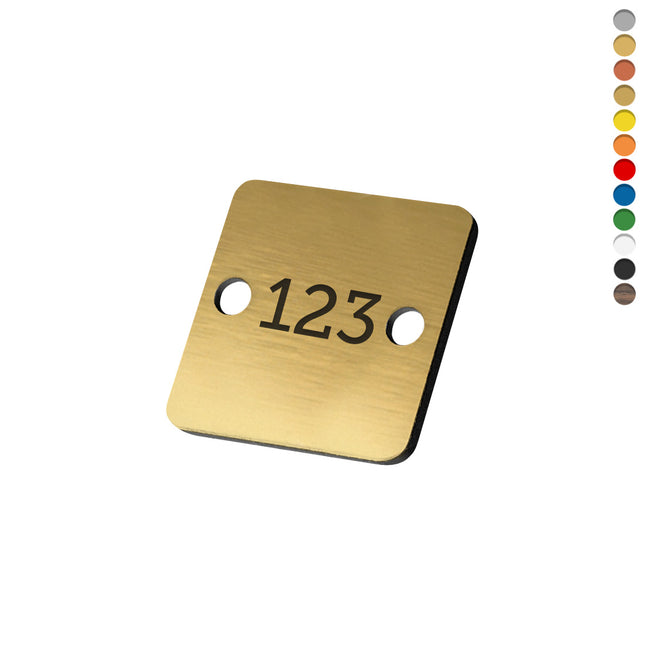 Jeton numéroté carré acrylique - avec trous - par pièce