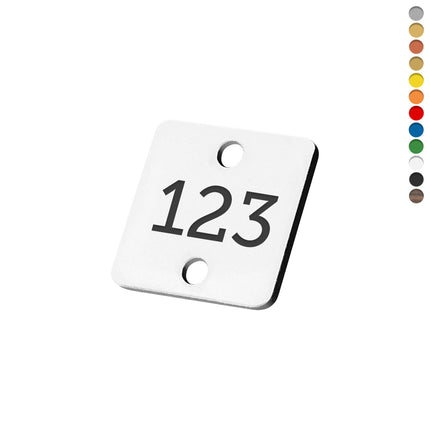 Jeton numéroté carré acrylique - avec trous - par pièce