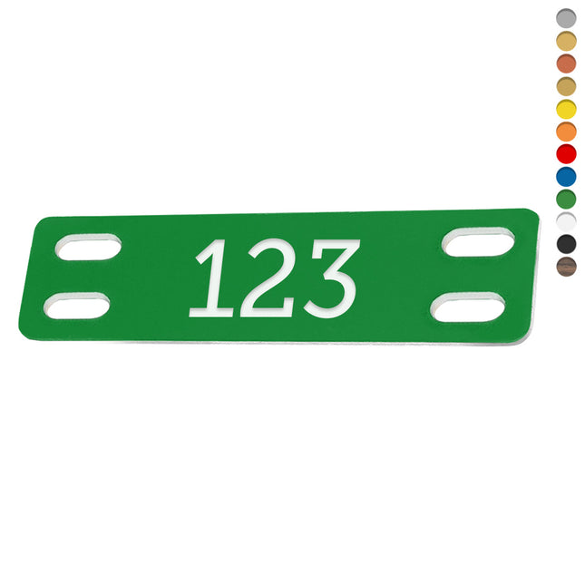 Jeton numéroté rectangle acrylique - avec trous oblongs - par pièce