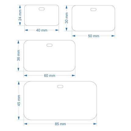 Jeton numéroté rectangle acrylique - avec trou oblong - par pièce