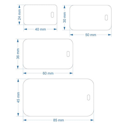Jeton numéroté rectangle acrylique - avec trou oblong - par pièce