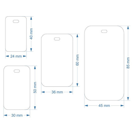 Jeton numéroté rectangle acrylique - avec trou oblong - par pièce