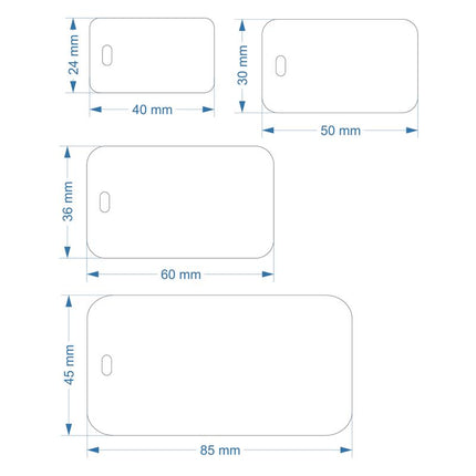 Jeton numéroté rectangle acrylique - avec trou oblong - par pièce
