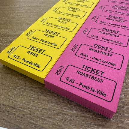 Carnet de tickets à personnaliser avec 3 lignes et numérotés - 1000 tickets