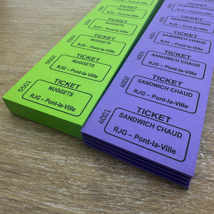 Carnet de tickets à personnaliser avec 3 lignes et numérotés - 1000 tickets