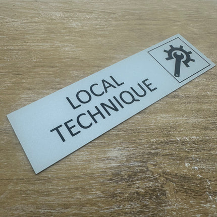 Plaque de porte Local technique -  aluminium - 165 x 45 mm