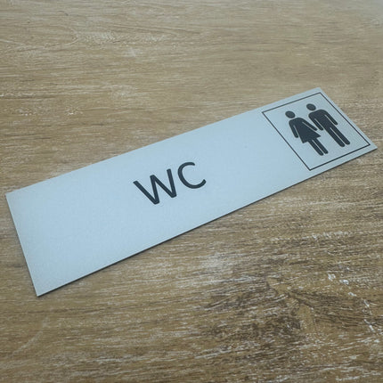 Plaque de porte WC -  aluminium - 165 x 45 mm