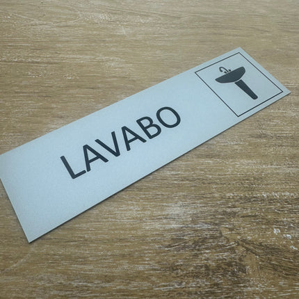 Plaque de porte Lavabo -  aluminium - 165 x 45 mm