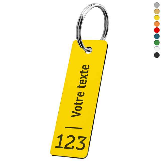 Porte-clés acrylique numéroté avec texte rectangle - par pièce
