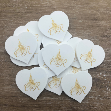 Jetons personnalisés cœur - 40 x 40 mm - 100 pièces