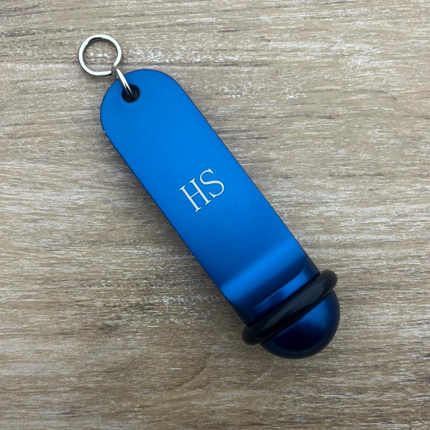 Porte-clés hôtel Big Classic bleu personnalisé - aluminium - 105 x 30 mm - par pièce