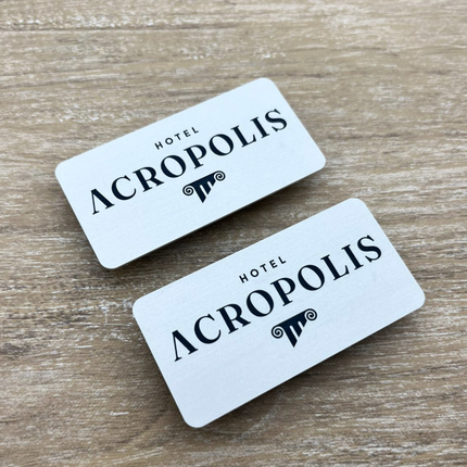 Badge nominatif personnalisé - aluminium anodisé- 60 x 30 mm - par pièce