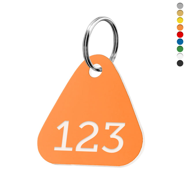 Porte-clés acrylique numéroté triangle - par pièce
