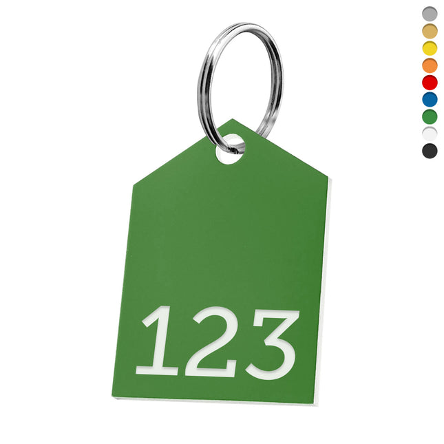 Porte-clés acrylique numéroté rectangle haut pointu - par pièce