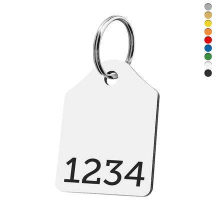 Porte-clés acrylique numéroté rectangle haut arrondi - par pièce