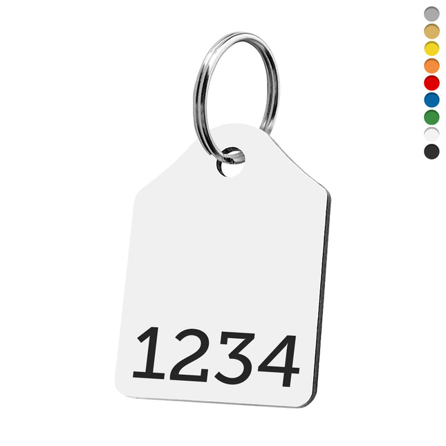 Porte-clés acrylique numéroté rectangle haut arrondi - par pièce