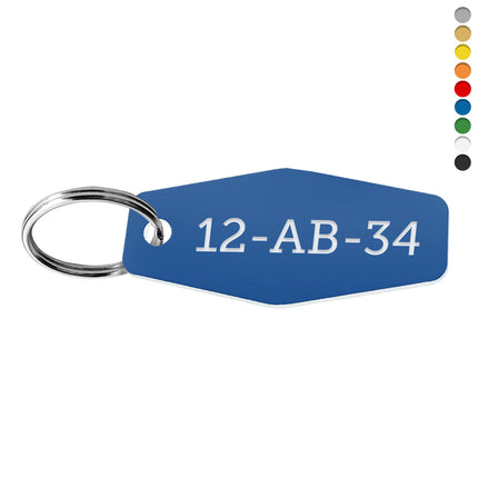 Porte-clés octogone allongé plaque d'immatriculation acrylique - par pièce