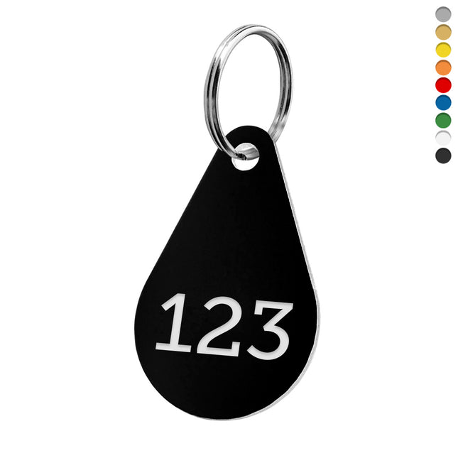 Porte-clés acrylique numéroté goutte - par pièce