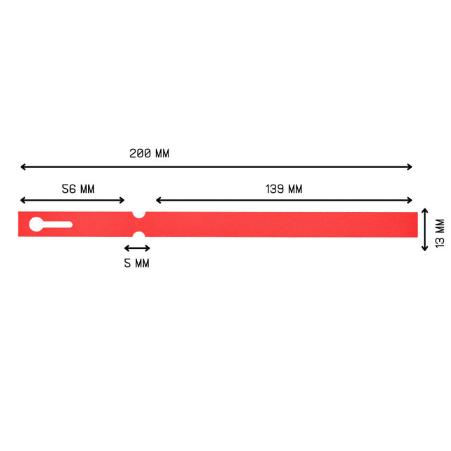 Étiquettes à boucle rouges PVC sur rouleau - 200 x 13 mm - 1000 étiquettes