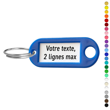Porte-clés étiquette avec texte R5 - 55 x 22 mm - par pièce