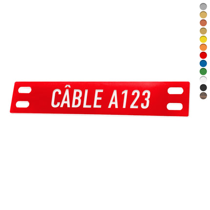 Étiquette de câble personnalisée acrylique avec doubles trous oblongs - par pièce
