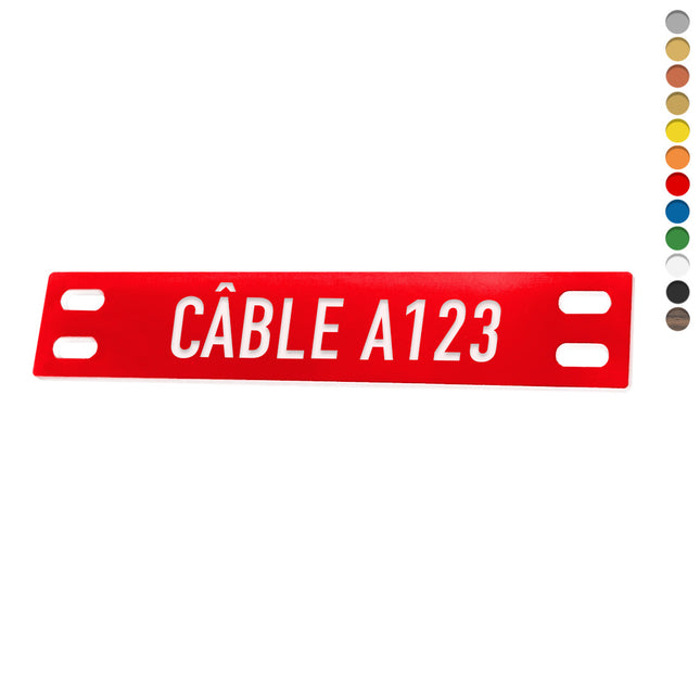 Étiquette de câble personnalisée acrylique avec doubles trous oblongs - par pièce