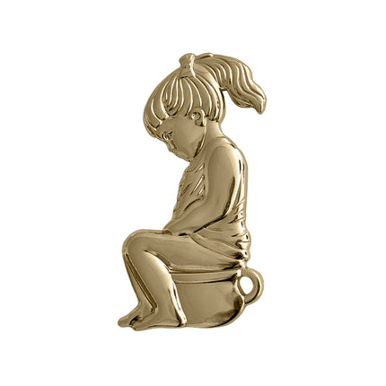 Plaque de porte fillette sur un pot - bronze coulé - par pièce