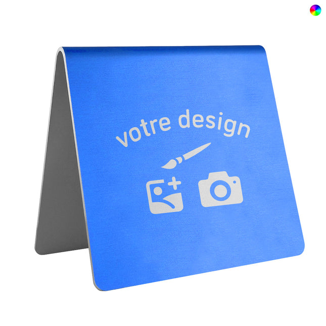 Chevalet de table Magnifique personnalisé aluminium anodisé - 100 x 100 mm - par pièce