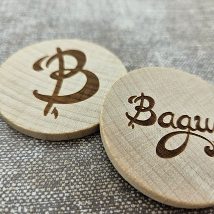 Jetons personnalisés gravés en bois -  Ø50 mm - 100 pièces