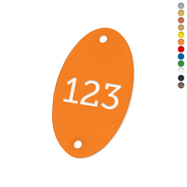 Jeton numéroté ovale acrylique - avec trous - par pièce