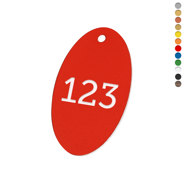 Jeton numéroté ovale acrylique - avec trou - par pièce