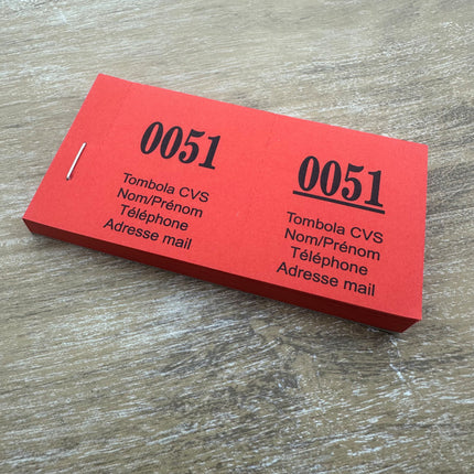 Bloc vendeur avec 4 lignes de texte à personnaliser - 1000 tickets
