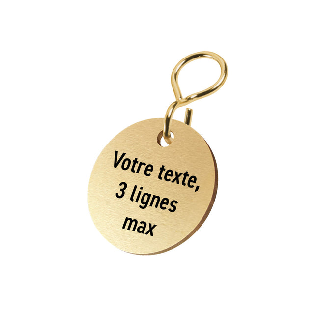 Porte-clés avec texte en laiton rond - par pièce