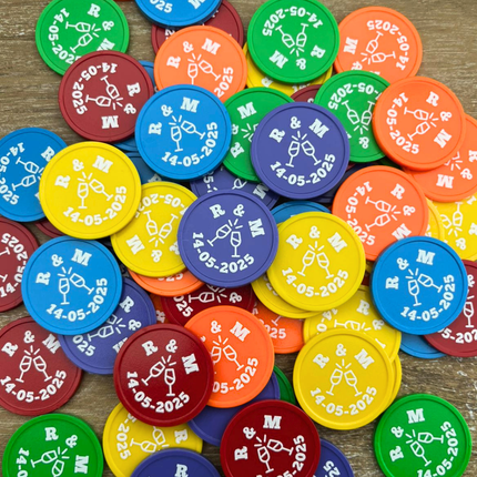 Jetons personnalisés ensemble de couleurs - Ø29 mm - 108 pièces