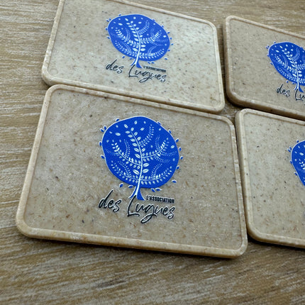 Jetons personnalisés rectangle en fibre de bois - 50 x 35 mm - 100 pièces