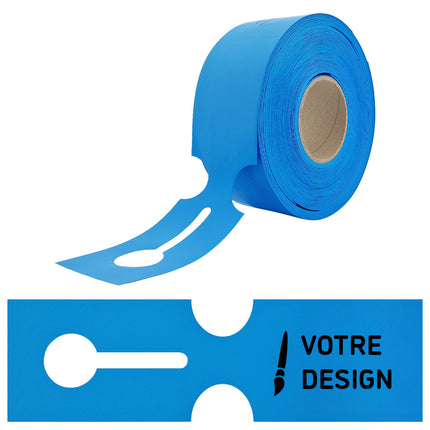 Grandes étiquettes à boucle personnalisées bleues PEHD - 273,5  x 80 mm - 100 étiquettes