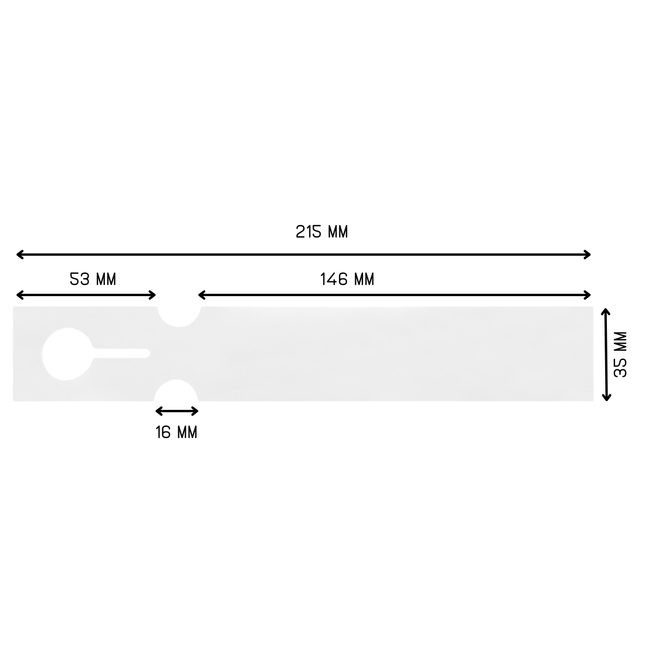 Étiquettes à boucles personnalisées blanches PEHD - 215 x 35 mm - 100 étiquettes sur rouleau